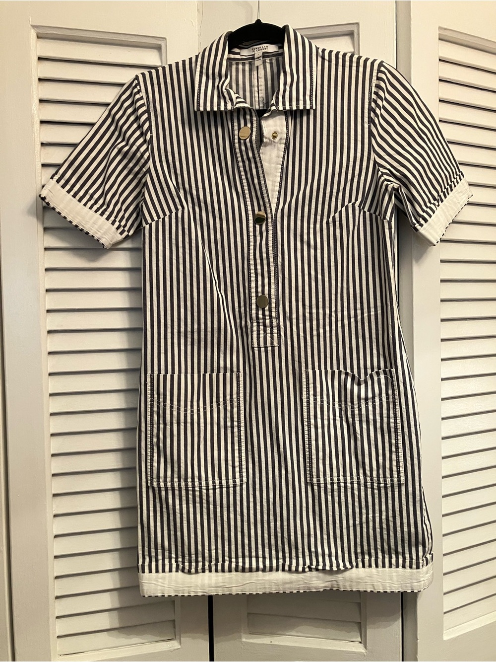 Derek Lam Grey & White Striped Mini Dress